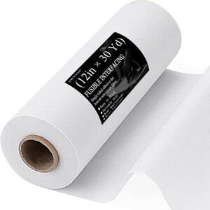 Medium Weight 12"x30 Yards Fusible Interfacing for Sewing, Iron-On Non-Woven Pol
